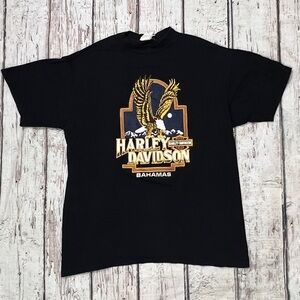 Vintage Harley Davidson Black T-Shirt Mens XL Bahamas Eagle Mountains